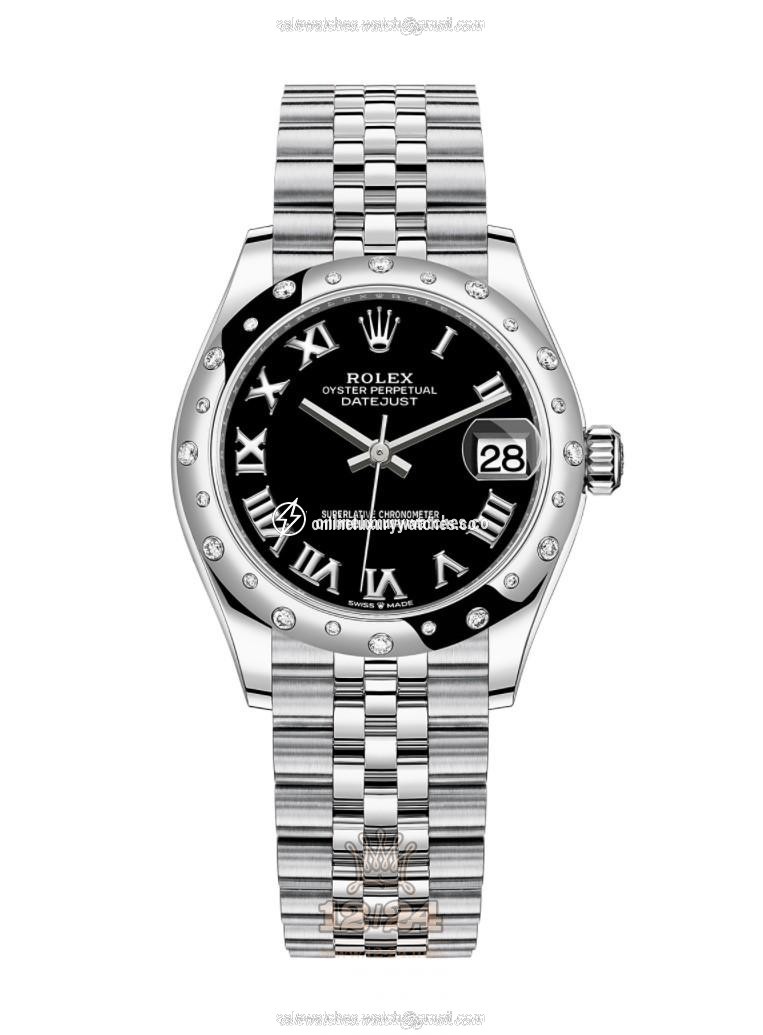 Rolex Datejust Watch 278344rbr-0002 31 mm Stainless steel White gold Case Black Dial