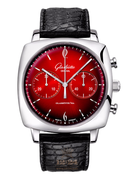 Glashutte Vintage Watch 1-39-34-24-32-04 41 mm Stainless steel Case Red Dial