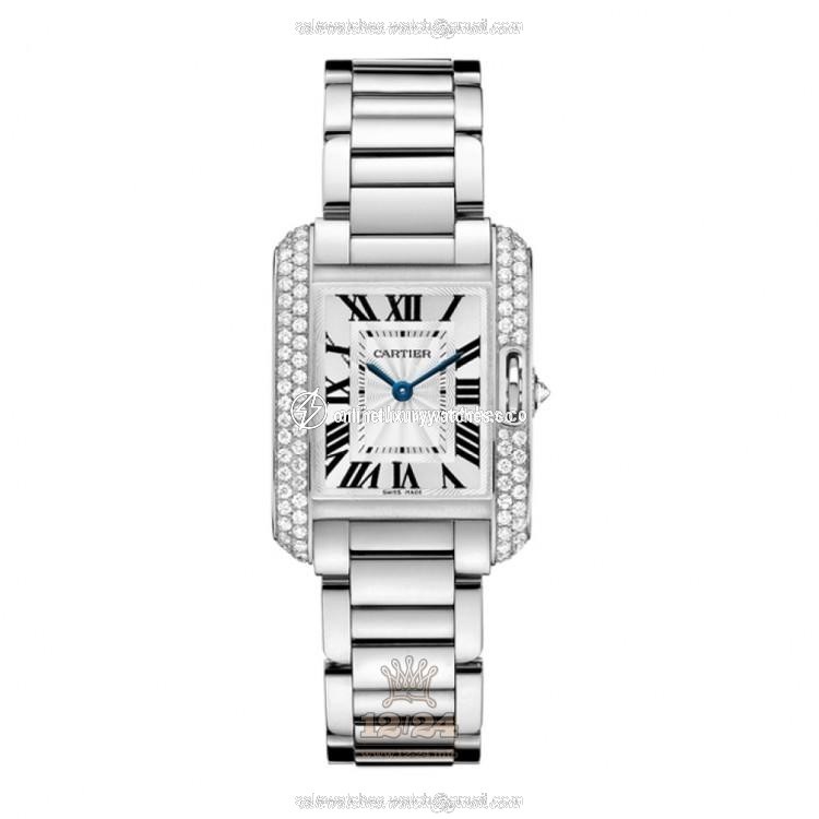 Cartier Tank Watch WT100008 30 mm White gold Case Silver Dial