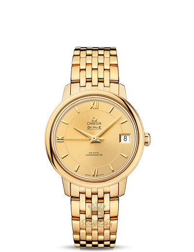 Omega Prestige Watch 424.50.33.20.08.001 33 mm Yellow gold Case Golden Dial