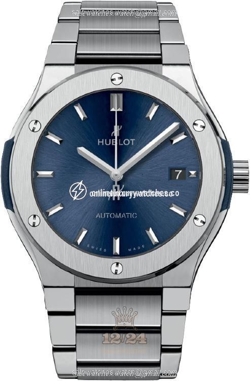 Hublot Classic Fusion Watch 568.NX.7170.NX 38 mm Titanium Case Dark blue Dial