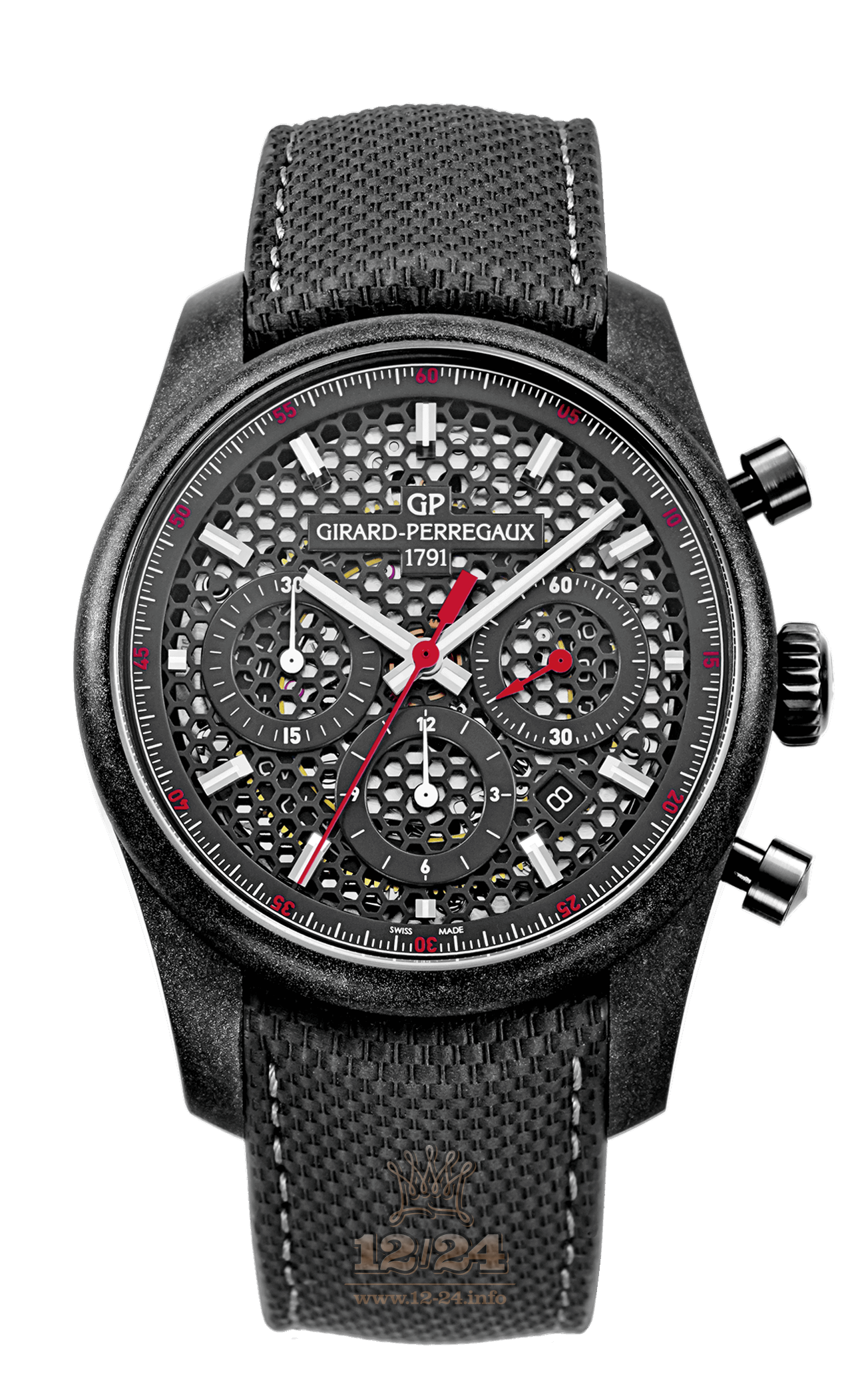 Girard Perregaux Competizione Watch 49590-39-612-BB6B Titanium Carbon Case Black Dial