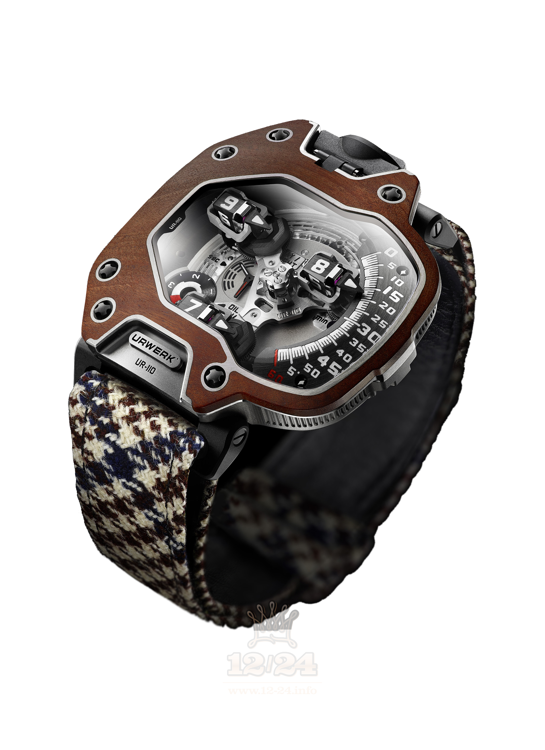 Urwerk UR-110 Watch UR-110 EASTWOOD RED EBONY 47 mm Titanium Case Black Silver Dial