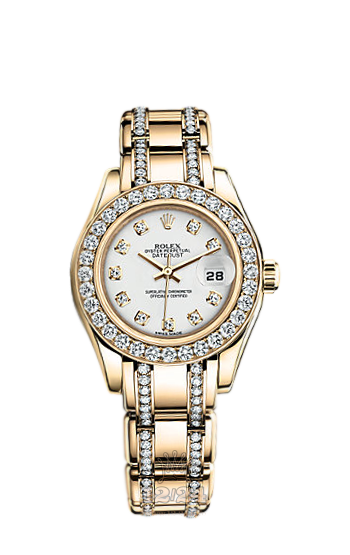 Rolex Pearlmaster Watch 80298-0027 29 mm Yellow gold Case White Dial