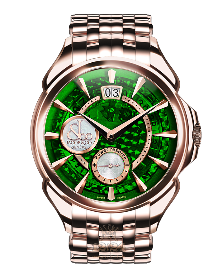 Jacob & Co Gents Collection Watch PC400.40.NS.MG.A40AA 42 mm Pink gold Case Green Dial