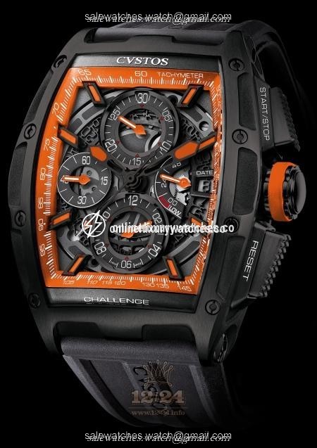 Cvstos Challenge Watch Chrono II Orange Storm 54 mm Stainless steel DLC coating Case Black Orange Dial