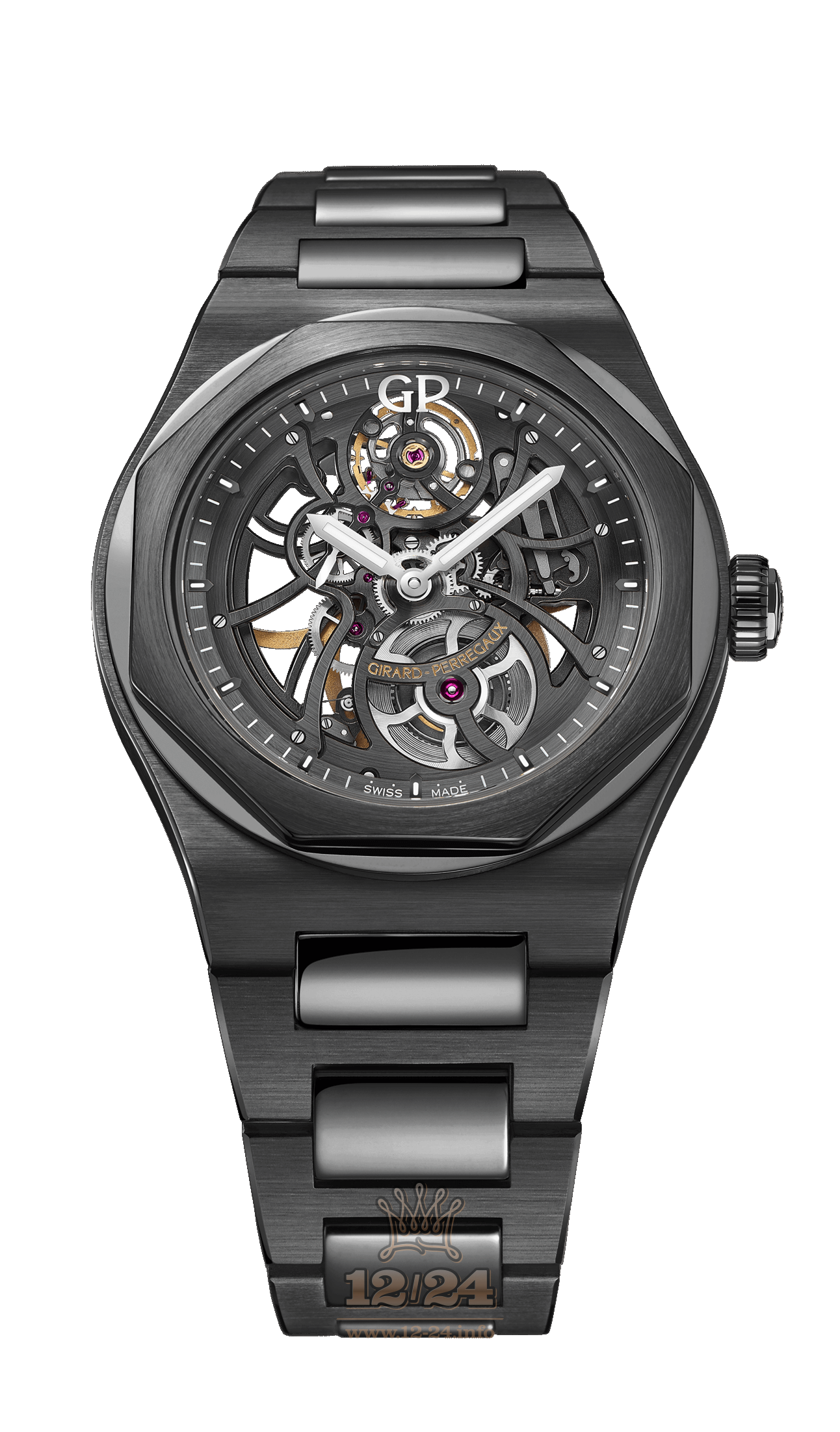 Girard Perregaux Laureato Watch 81015-32-001-32A Ceramics Case Black Dial