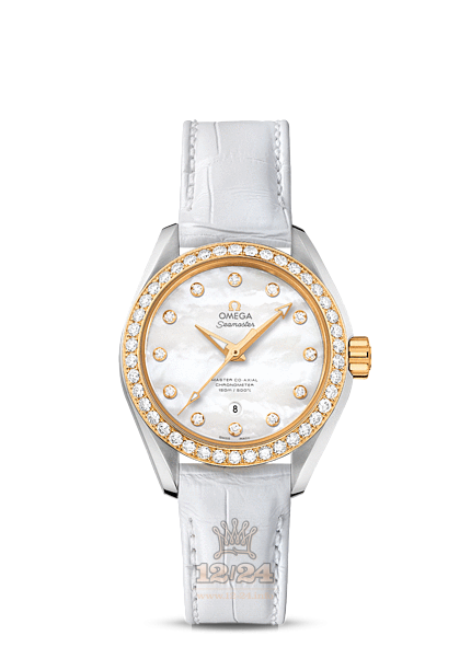 Omega Aqua Terra 150 M Watch 231.28.34.20.55.004 34 mm Steel / Yellow gold Case White Dial