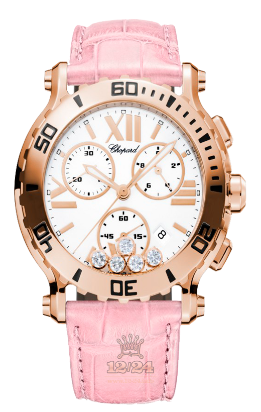 Chopard Happy Diamonds Watch 283581-5001 42 mm Pink gold Case White Dial