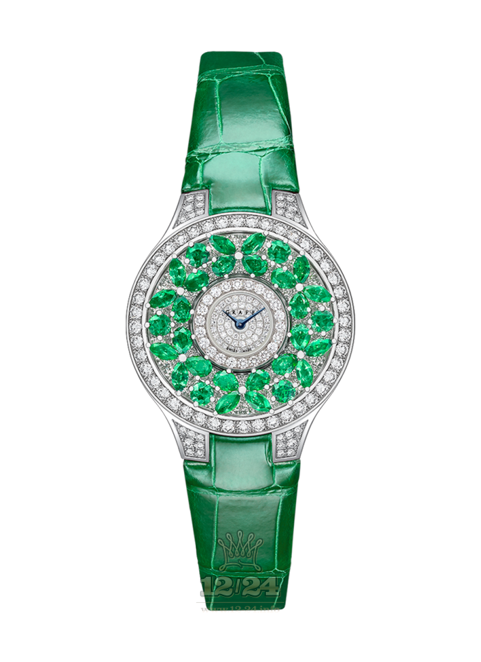 Graff Butterfly Watch BF32WGED White gold Case Silver Green Dial