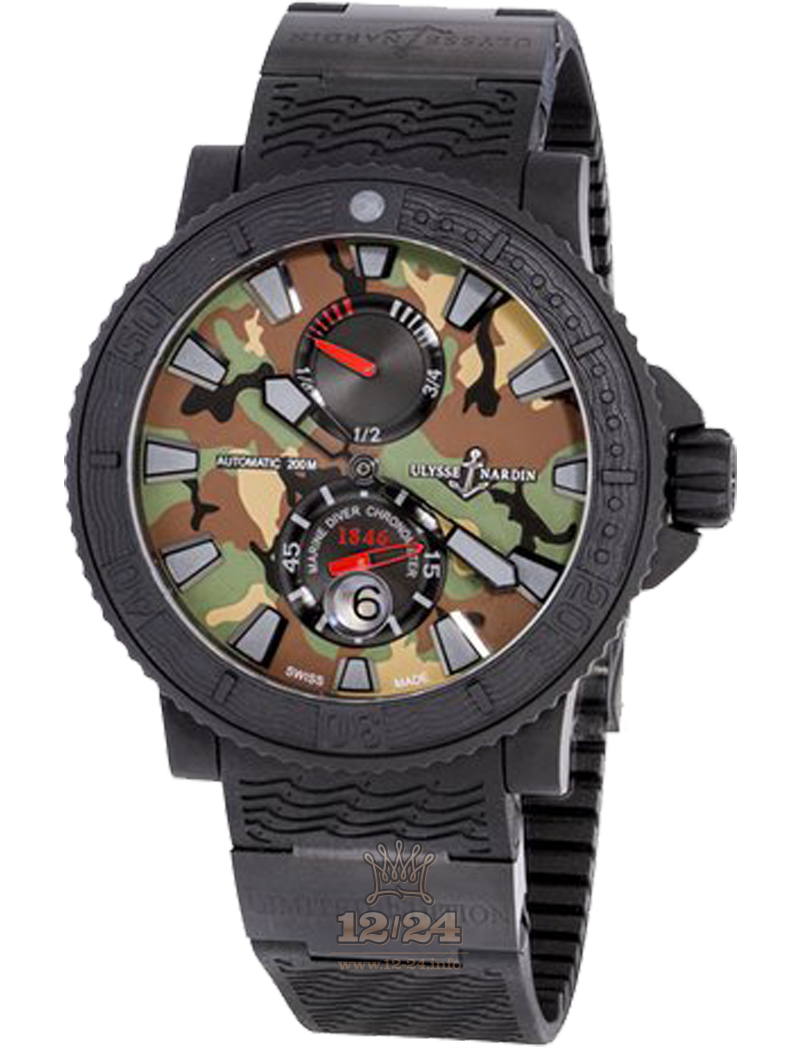 Ulysse Nardin Diver Watch 263-92LE-3C/MIL 46 mm Stainless steel Case Green Brown (chocolate) Dial