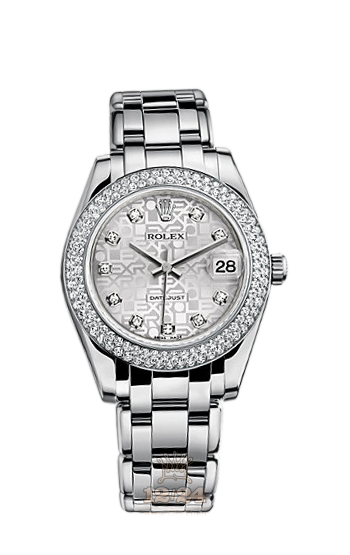 Rolex Pearlmaster Watch 81339-0008 34 mm White gold Case Silver Dial