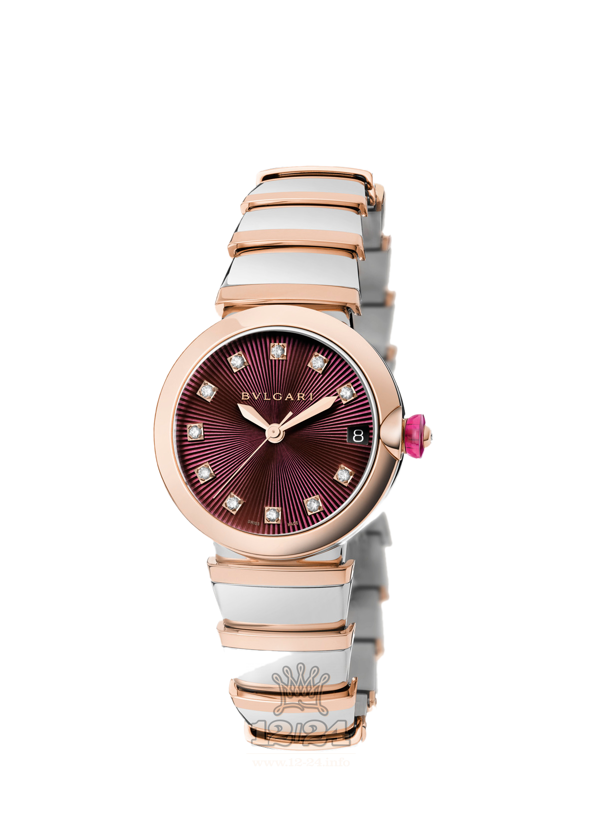 Bvlgari Lvcea Watch 102497 LU33C7SPGSPGD/11 33 mm Steel / Pink gold Case Purple Dial