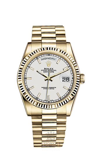 Rolex Day-Date Watch 118238-0061 36 mm Yellow gold Case White Dial