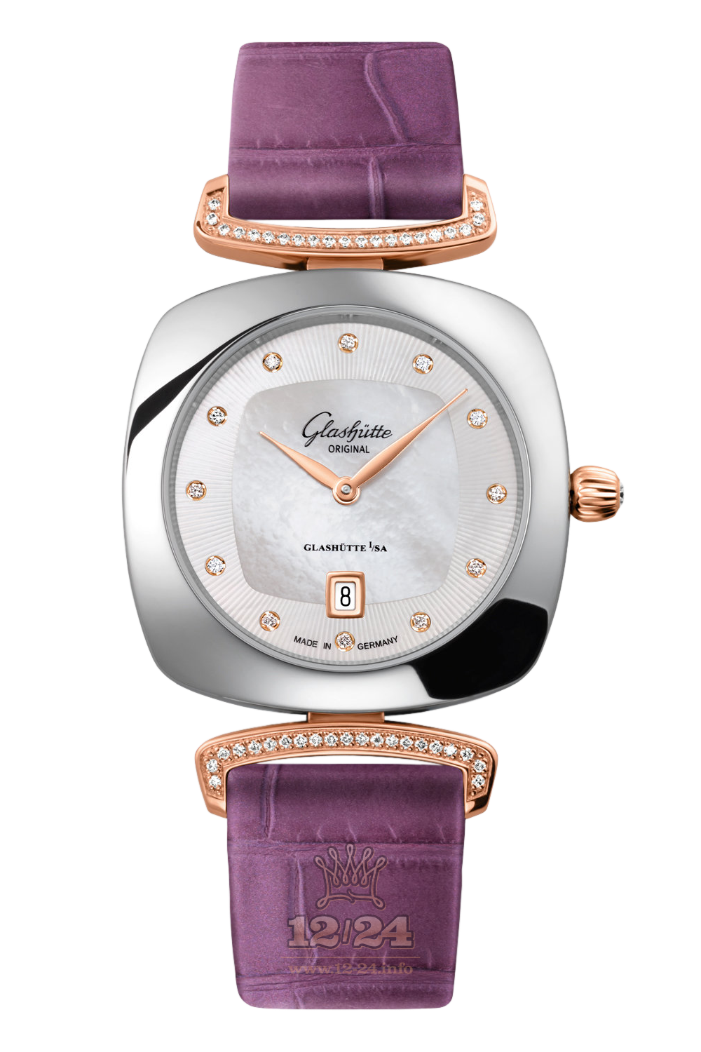 Glashutte Ladies Watch 1-03-01-08-06-02 31 mm Steel / Pink gold Case Silver Dial