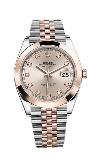Rolex Datejust Watch 126301-0008 41 mm Steel / Pink gold Case Golden Pink Dial
