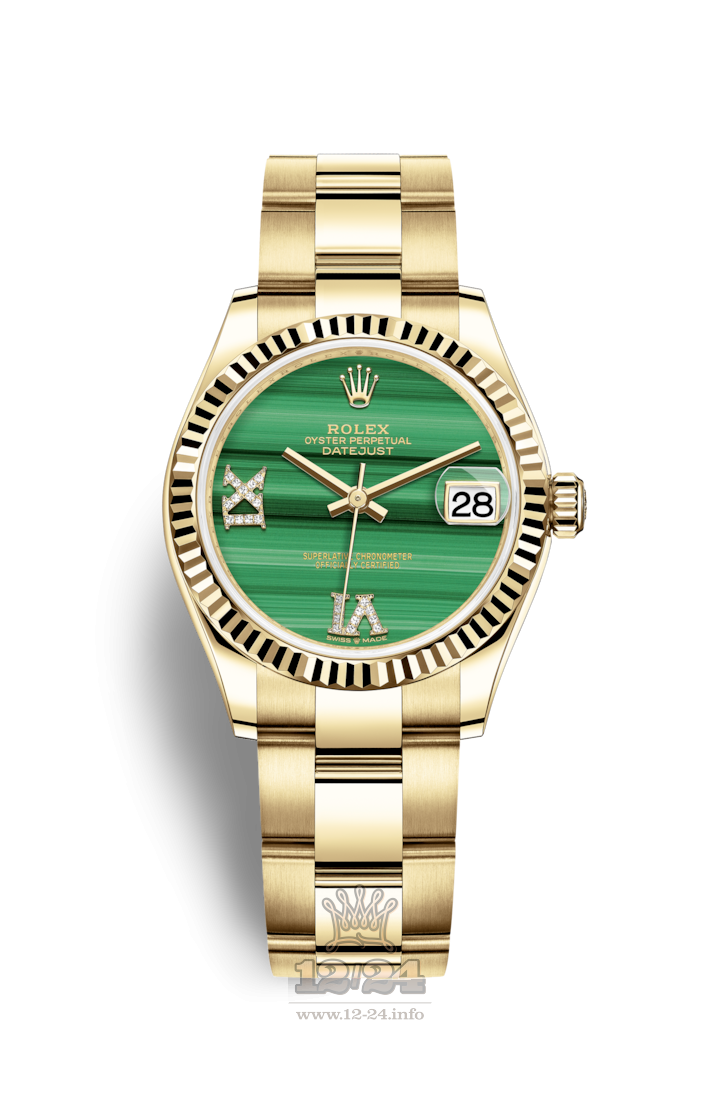 Rolex Datejust Watch 278278-0003 31 mm Yellow gold Case Green Dial