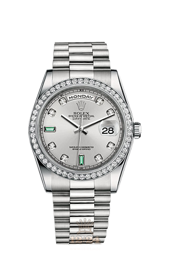 Rolex Day-Date Watch 118346-0084 36 mm Platinum Case Gray Dial