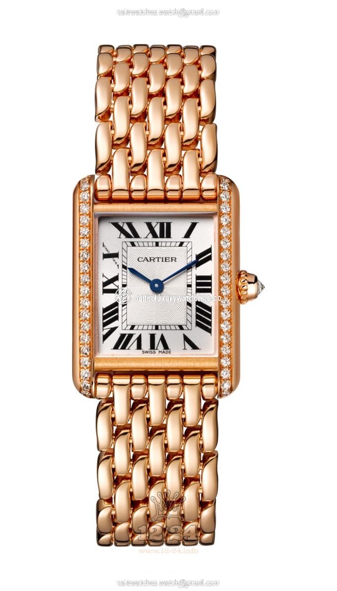 Cartier Tank Watch WJTA0020 30 mm Pink gold Case Silver Dial