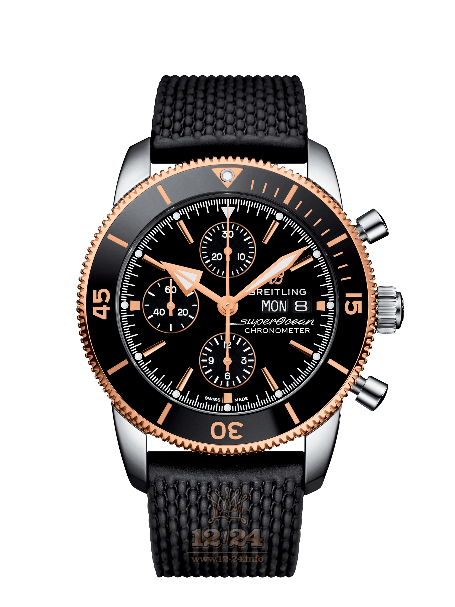 Breitling Superocean Watch U13313121B1S1 44 mm Steel / Pink gold Case Black Dial