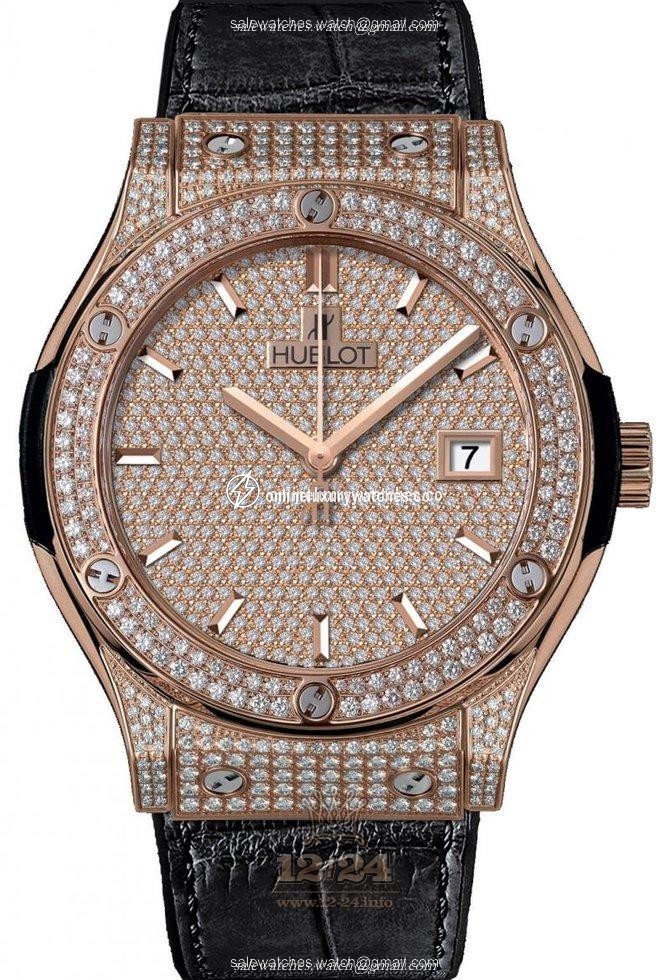 Hublot Classic Fusion Watch 542.OX.9010.LR.1704 42 mm Pink gold Case Black Dial