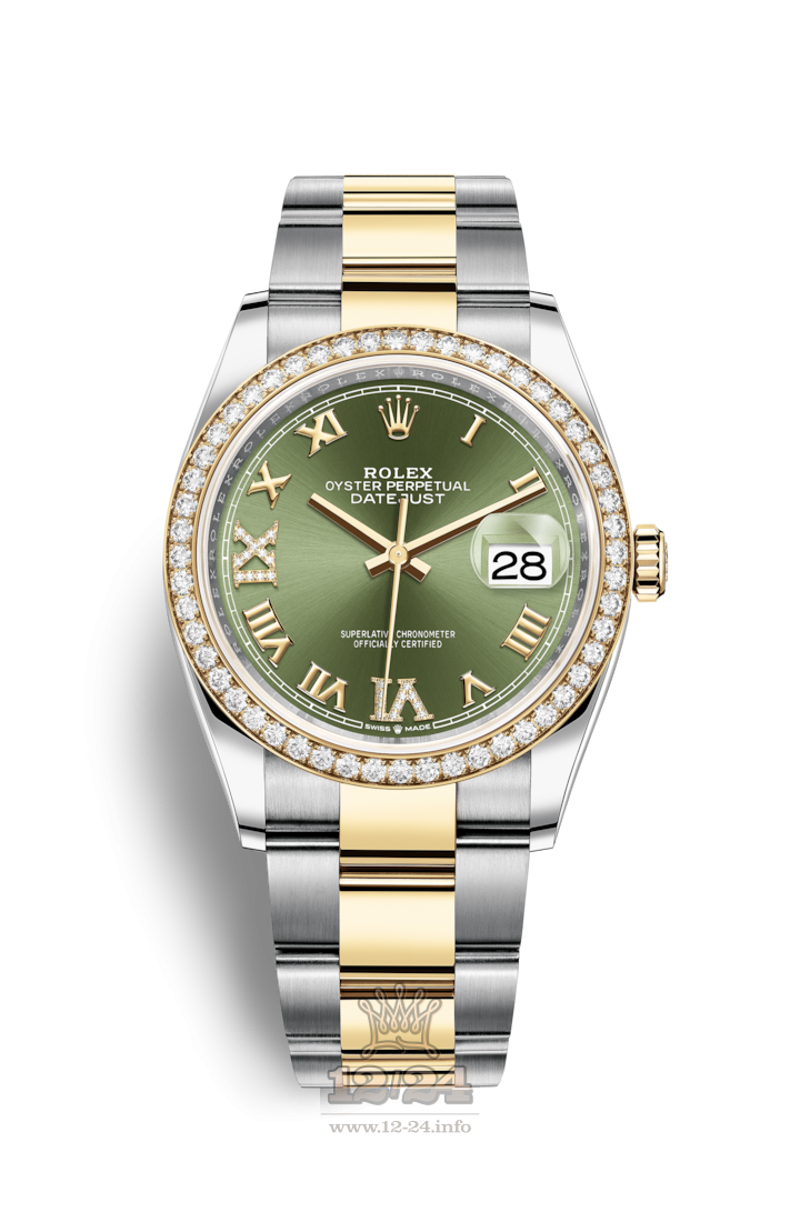 Rolex Datejust Watch 126283rbr-0012 36 mm Steel / Yellow gold Case Green Dial
