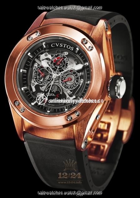 Cvstos Concept-S Watch CR50 QPS RGRR Pink gold Case Black Silver Dial