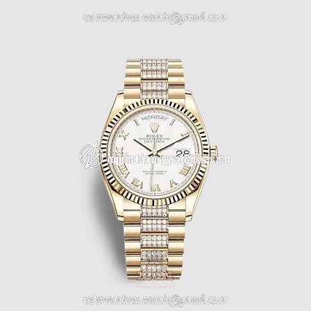 Rolex Day-Date Watch 128238-0077 36 mm Yellow gold Case White Dial