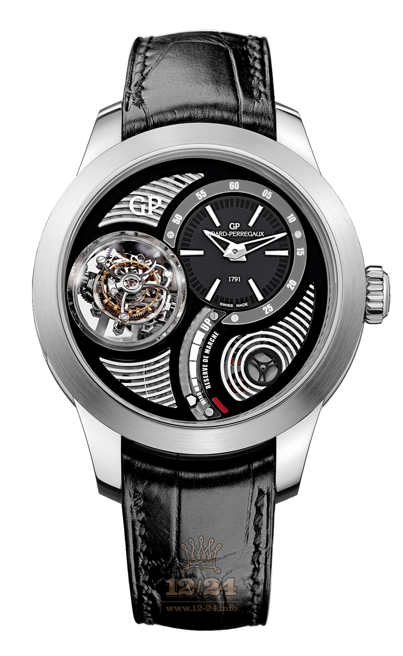 Girard Perregaux Bridges Watch 99815-21-653-BA6E Titanium Case Black Silver Dial