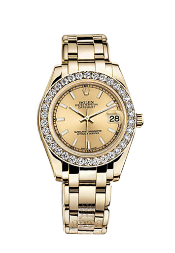 Rolex Pearlmaster Watch 81298-0055 34 mm Yellow gold Case Yellow Dial
