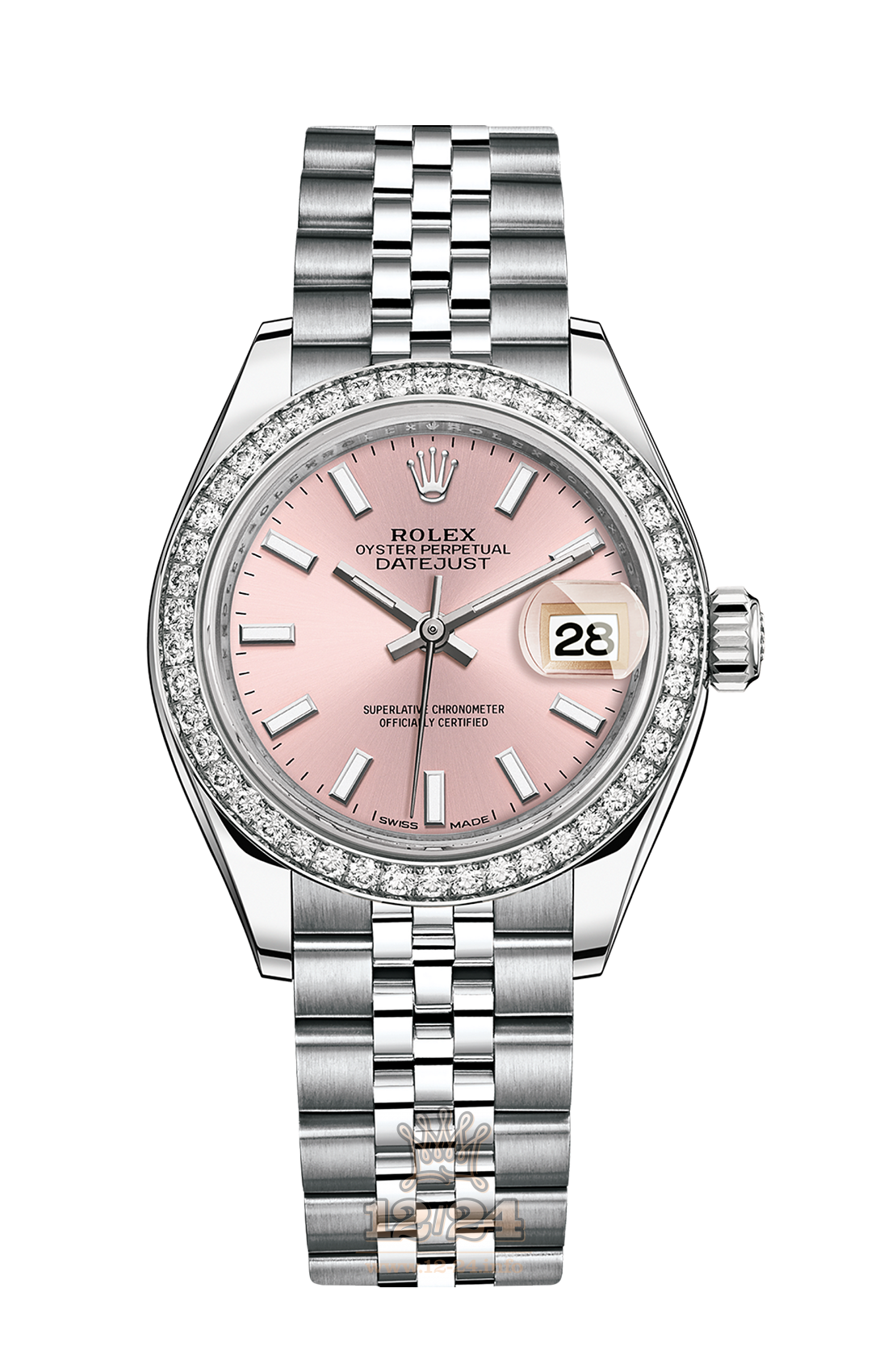 Rolex Datejust Watch 279384rbr-0001 28 mm Steel / White gold Case Pink Dial