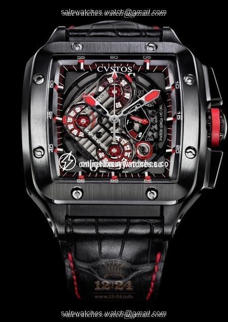 Cvstos Evosquare Watch Evosquare 50 HF Stainless steel Titanium PVD coating Case Black Red Dial