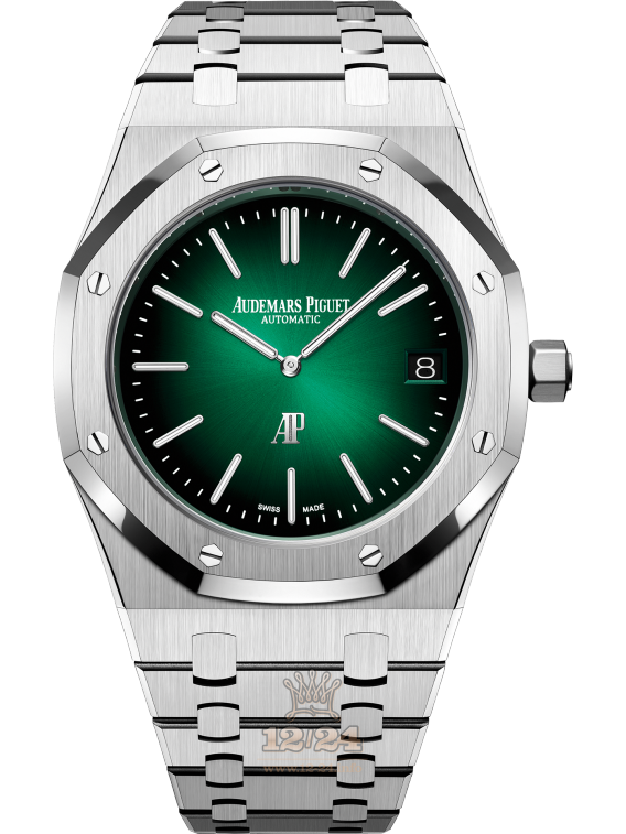 Audemars Piguet Royal Oak Watch 15202PT.OO.1240PT.01 39 mm Platinum Case Green Dial