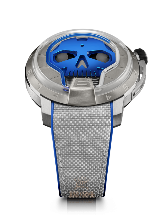 HYT SKULL Watch S48-TT-33-BF-RA 49 mm Titanium Case Dark blue Dial