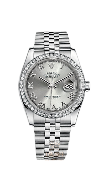 Rolex Datejust Watch 116244-0055 36 mm Steel / White gold Case Silver Dial