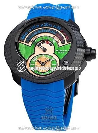 Franc Vila Neo Alta Watch 16A.BTI.WC Stainless steel PVD coating Carbon Case Black Green Dial