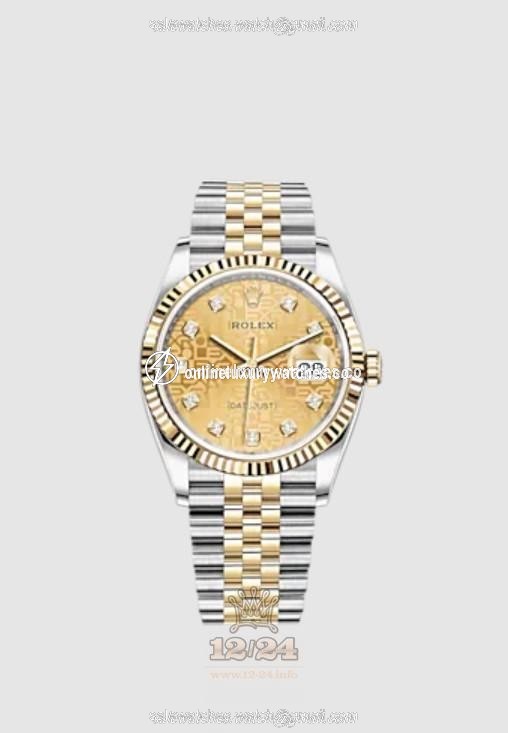 Rolex Datejust Watch 126233-0033 36 mm Stainless steel Yellow gold Case Golden Dial