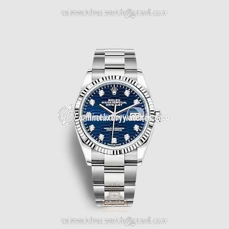 Rolex Datejust Watch 126234-0058 36 mm Stainless steel White gold Case Dark blue Dial