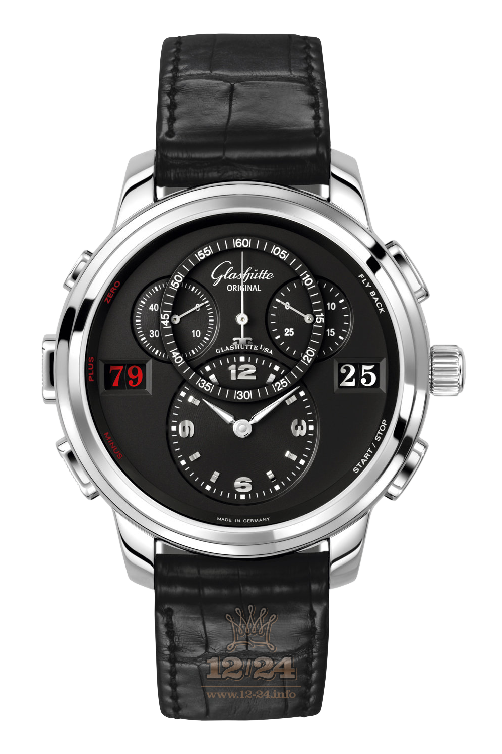 Glashutte Pano Watch 1-96-01-02-02-01 44 mm Stainless steel Case Black Dial