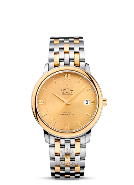 Omega Prestige Watch 424.20.37.20.08.001 37 mm Steel / Yellow gold Case Golden Dial
