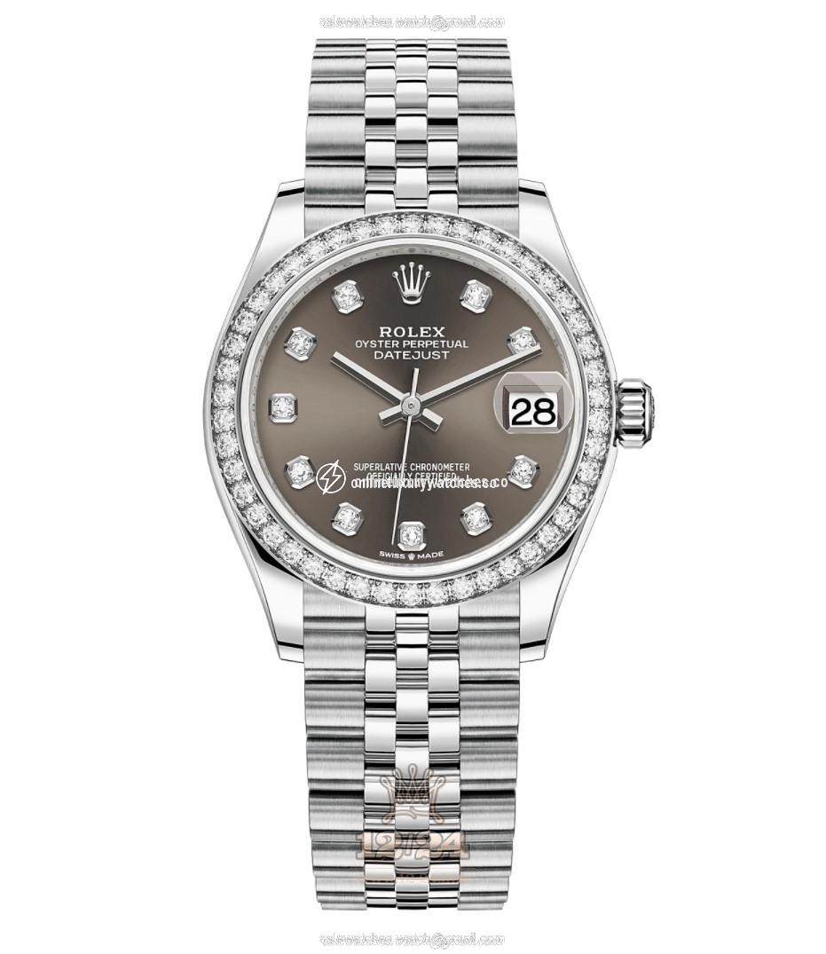 Rolex Datejust Watch 278384rbr-0010 31 mm Stainless steel White gold Case Gray Dial