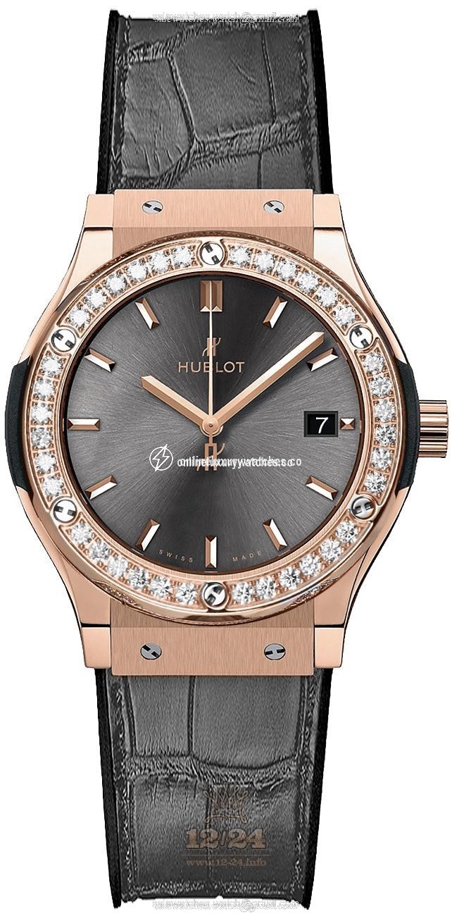 Hublot Classic Fusion Watch 581.OX.7081.LR.1104 33 mm Pink gold Case Gray Dial