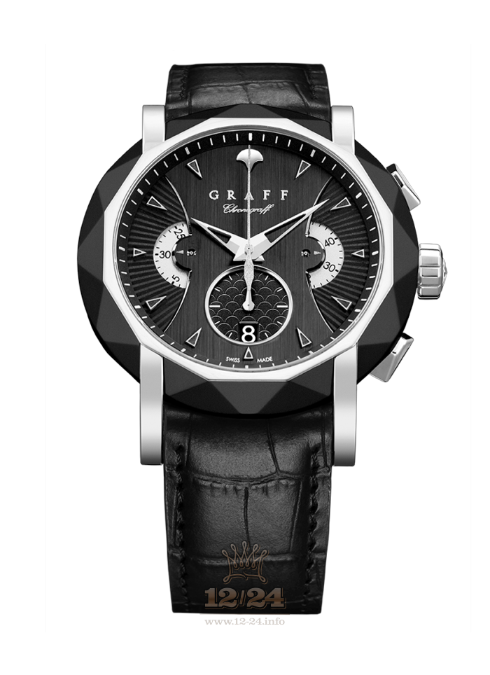 Graff ChronoGraff Watch CG45DLCWGB3 45 mm White gold DLC coating Case Black Dial