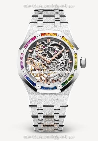 Audemars Piguet Royal Oak Watch 15468BC.YG.1259BC.01 37 mm White gold Case Silver Golden Dial