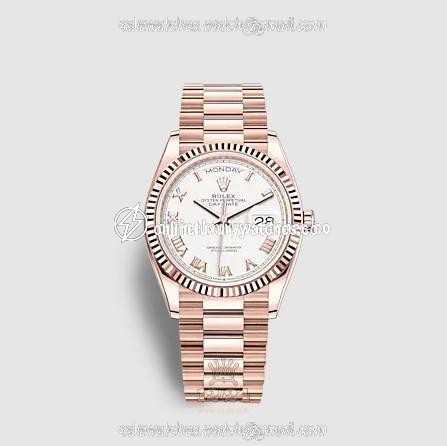 Rolex Day-Date Watch 128235-0052 36 mm Pink gold Case White Dial