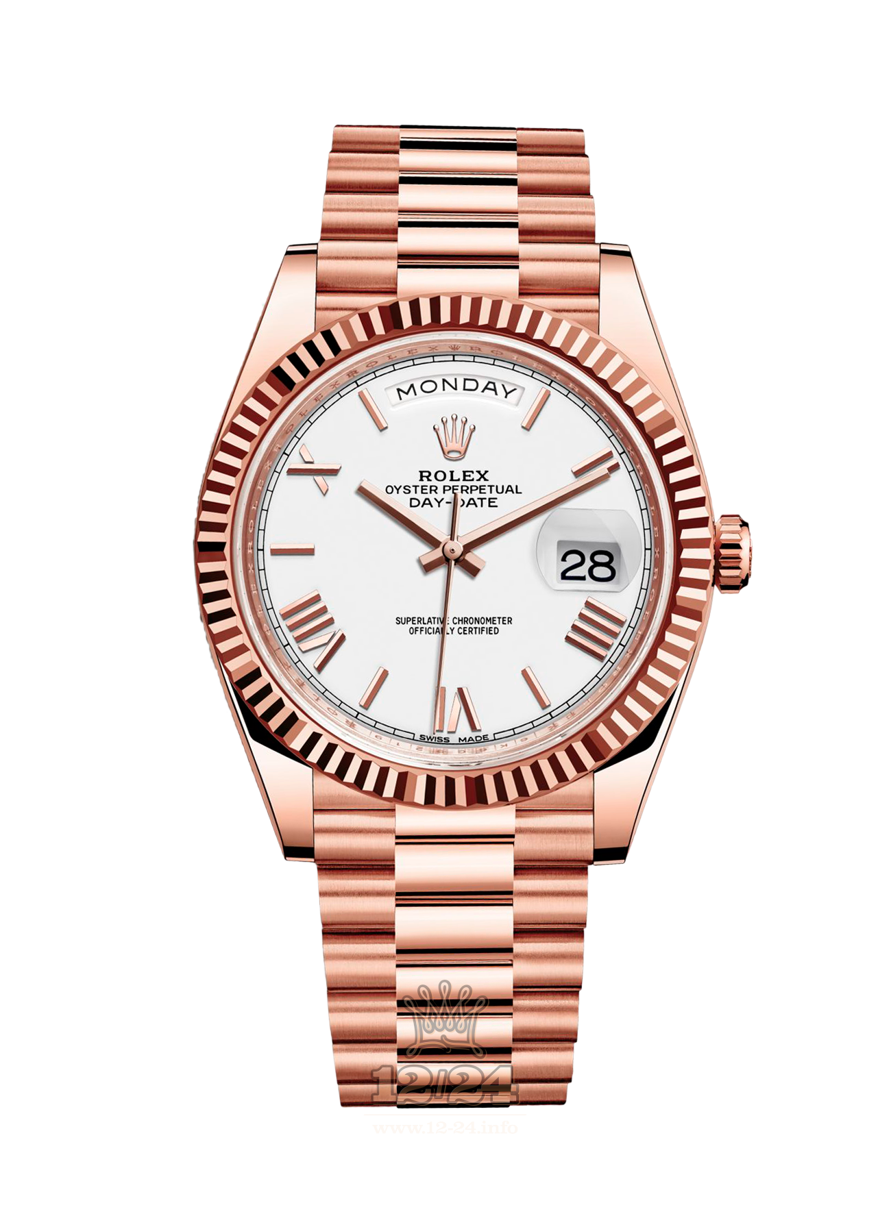 Rolex Day-Date Watch 228235-0032 40 mm Pink gold Case White Dial