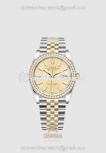 Rolex Datejust Watch 126283rbr-0025 36 mm Stainless steel Yellow gold Case Golden Dial