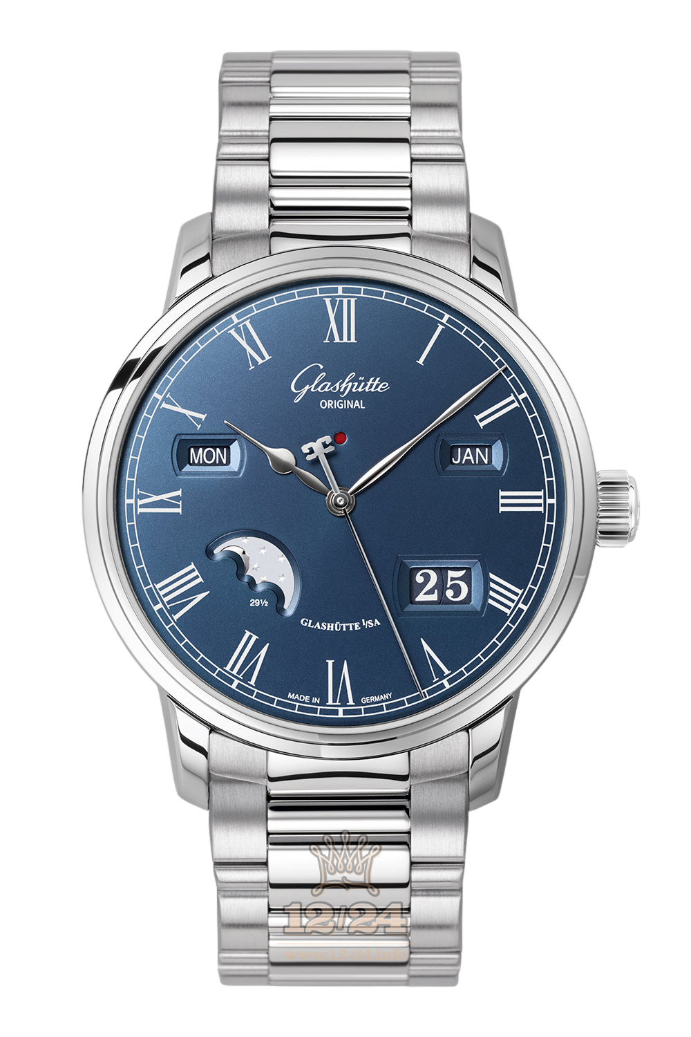 Glashutte Senator Watch 100-02-07-12-70 42 mm Stainless steel Case Dark blue Dial