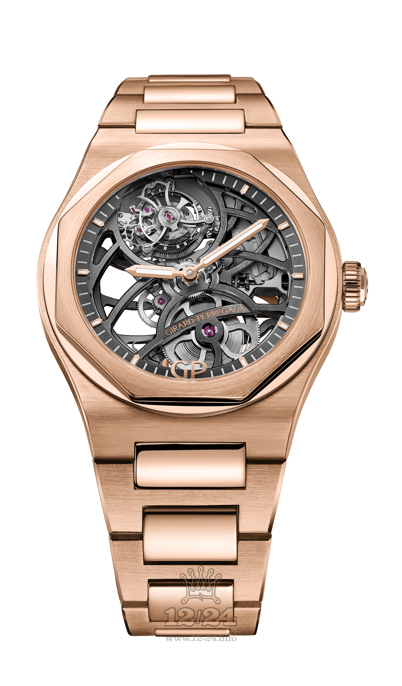 Girard Perregaux Laureato Watch 99110-52-000-52A Pink gold Case Black Dial