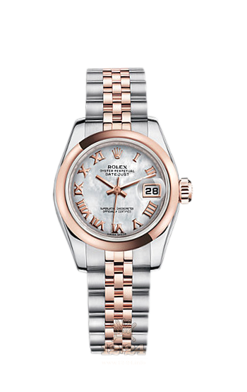 Rolex Lady-Datejust Watch 179161-0061 26 mm Steel / Pink gold Case White Dial